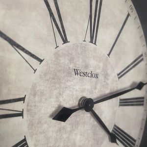 Wall clock Westclox classic mirror watch with greek numbers golden edge